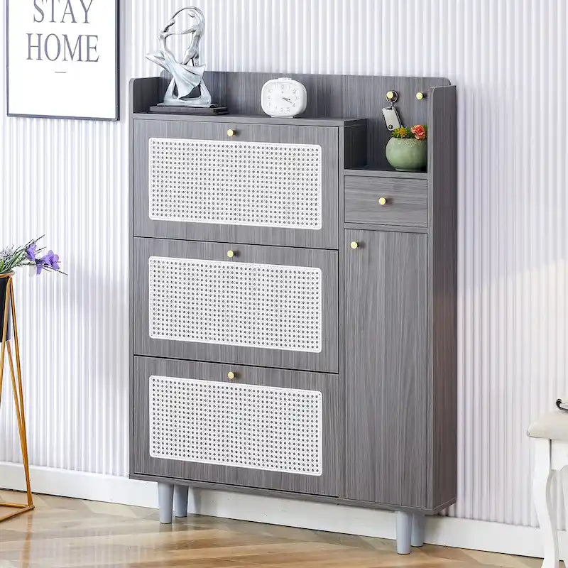 Armadietto moderno minimalista, scarpiera giapponese in rattan, armadietto da letto, piccolo mobile per la casa