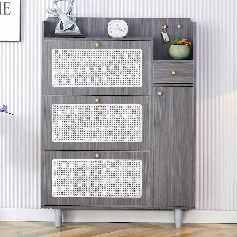Armadietto moderno minimalista, scarpiera giapponese in rattan, armadietto da letto, piccolo mobile per la casa