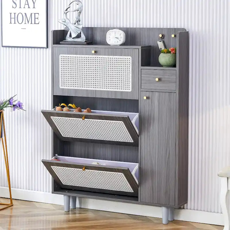 Armadietto moderno minimalista, scarpiera giapponese in rattan, armadietto da letto, piccolo mobile per la casa