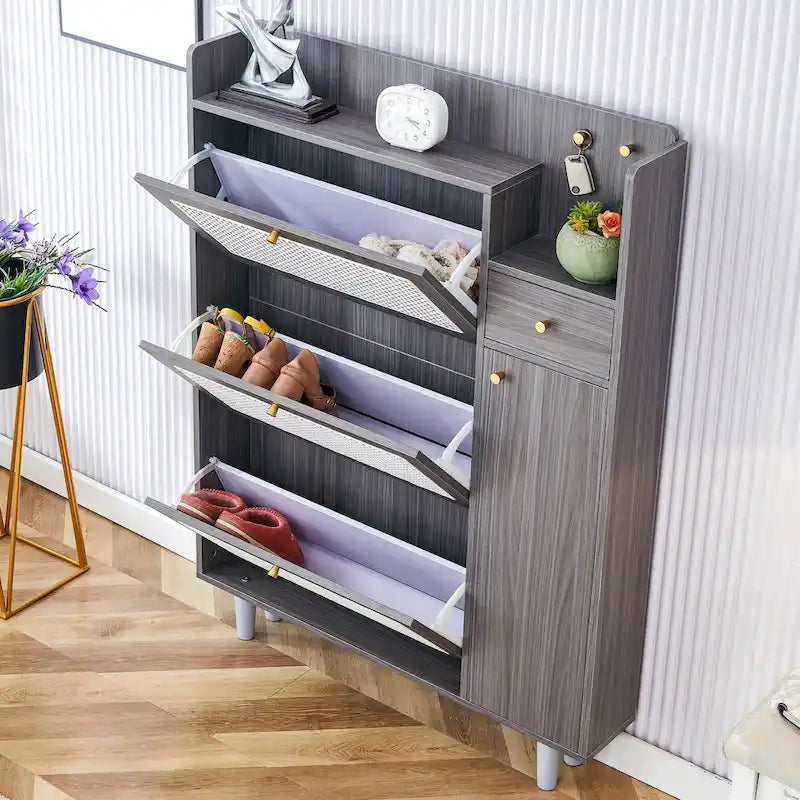Armadietto moderno minimalista, scarpiera giapponese in rattan, armadietto da letto, piccolo mobile per la casa