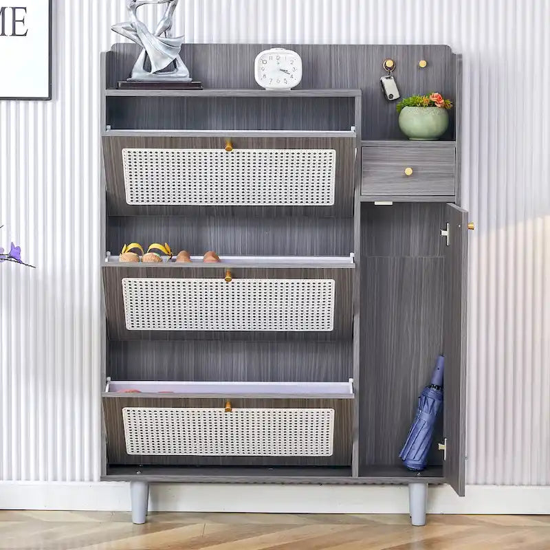Armadietto moderno minimalista, scarpiera giapponese in rattan, armadietto da letto, piccolo mobile per la casa