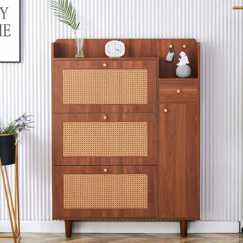 Armadietto moderno minimalista, scarpiera giapponese in rattan, armadietto da letto, piccolo mobile per la casa