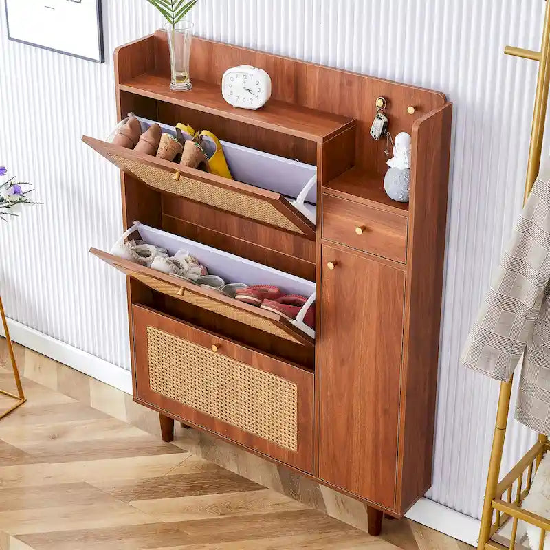 Armadietto moderno minimalista, scarpiera giapponese in rattan, armadietto da letto, piccolo mobile per la casa