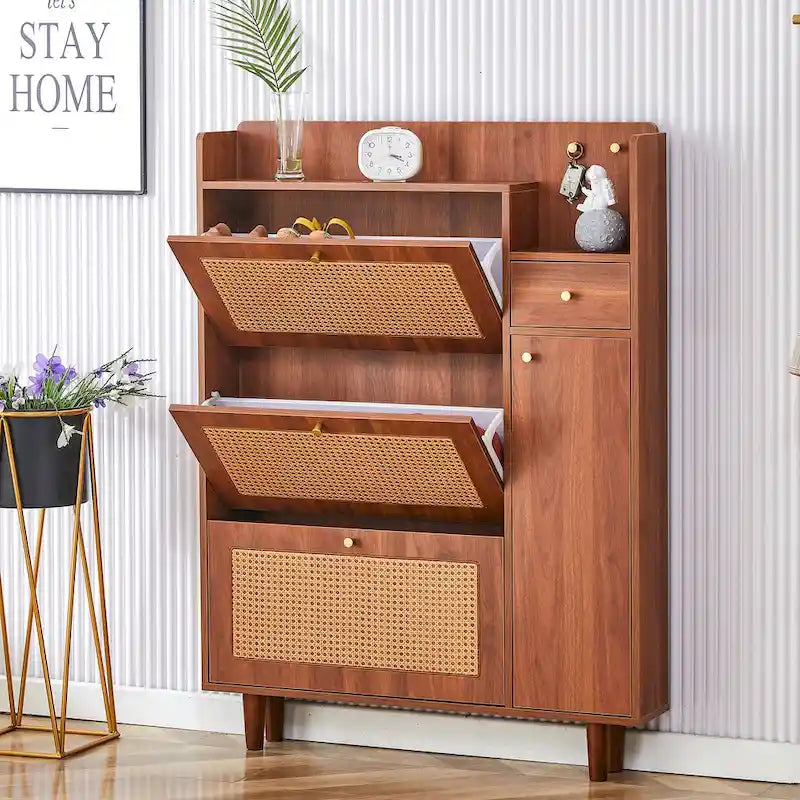Armadietto moderno minimalista, scarpiera giapponese in rattan, armadietto da letto, piccolo mobile per la casa