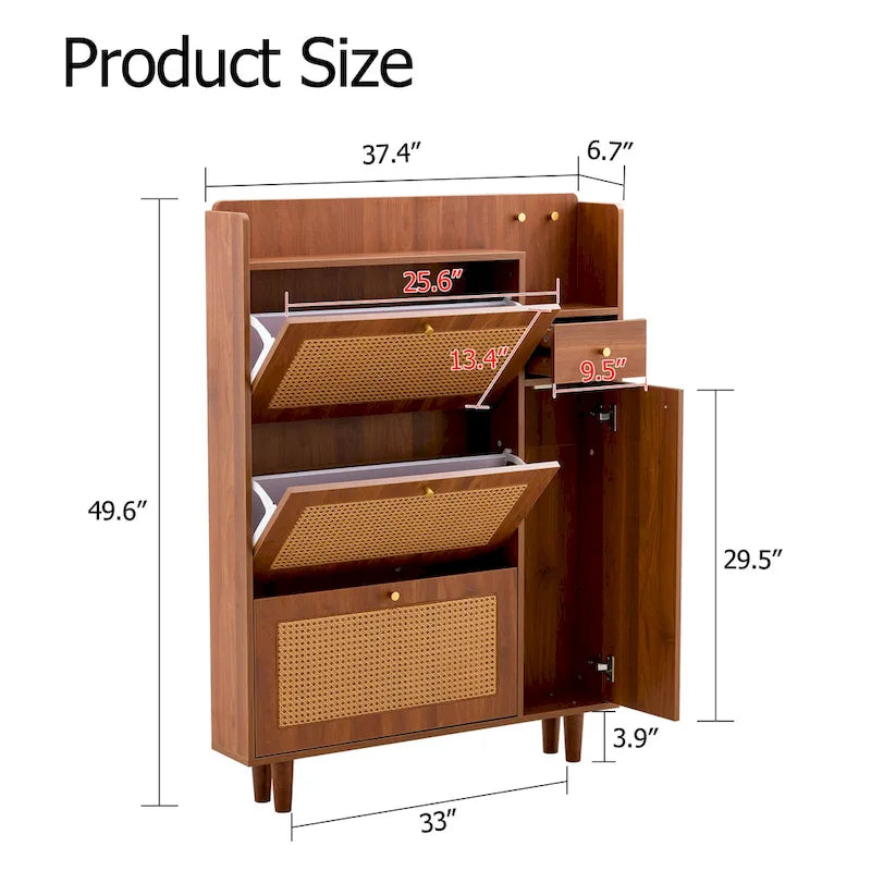 Armadietto moderno minimalista, scarpiera giapponese in rattan, armadietto da letto, piccolo mobile per la casa