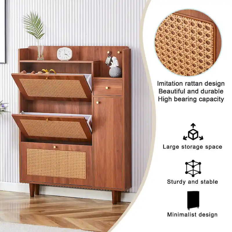 Armadietto moderno minimalista, scarpiera giapponese in rattan, armadietto da letto, piccolo mobile per la casa