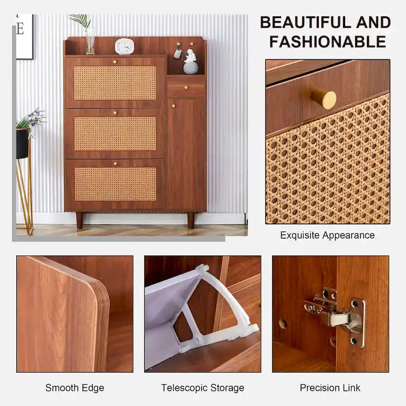 Armadietto moderno minimalista, scarpiera giapponese in rattan, armadietto da letto, piccolo mobile per la casa