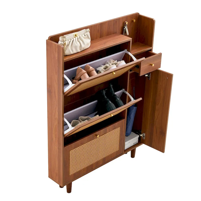 Armadietto moderno minimalista, scarpiera giapponese in rattan, armadietto da letto, piccolo mobile per la casa