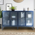 Credenza da cucina a 4 ante in vetro temperato con 4 ante in vetro, ripiano regolabile e piedini antiribaltamento, antipolvere, con vetro scanalato