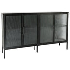 Credenza da cucina a 4 ante in vetro temperato con 4 ante in vetro, ripiano regolabile e piedini antiribaltamento, antipolvere, con vetro scanalato