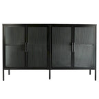 Credenza da cucina a 4 ante in vetro temperato con 4 ante in vetro, ripiano regolabile e piedini antiribaltamento, antipolvere, con vetro scanalato