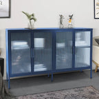 Credenza da cucina a 4 ante in vetro temperato con 4 ante in vetro, ripiano regolabile e piedini antiribaltamento, antipolvere, con vetro scanalato