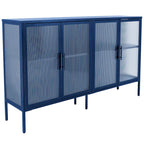 Credenza da cucina a 4 ante in vetro temperato con 4 ante in vetro, ripiano regolabile e piedini antiribaltamento, antipolvere, con vetro scanalato
