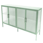 Credenza da cucina a 4 ante in vetro temperato con 4 ante in vetro, ripiano regolabile e piedini antiribaltamento, antipolvere, con vetro scanalato