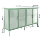 Credenza da cucina a 4 ante in vetro temperato con 4 ante in vetro, ripiano regolabile e piedini antiribaltamento, antipolvere, con vetro scanalato