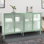 Credenza da cucina a 4 ante in vetro temperato con 4 ante in vetro, ripiano regolabile e piedini antiribaltamento, antipolvere, con vetro scanalato