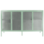 Credenza da cucina a 4 ante in vetro temperato con 4 ante in vetro, ripiano regolabile e piedini antiribaltamento, antipolvere, con vetro scanalato