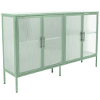 Credenza da cucina a 4 ante in vetro temperato con 4 ante in vetro, ripiano regolabile e piedini antiribaltamento, antipolvere, con vetro scanalato