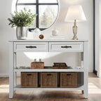 42 Wood Sofa Table with 2 Storage Drawers and 2 Tiers Shelves