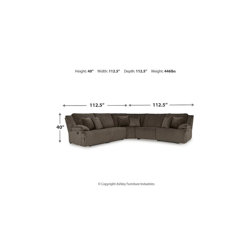 Divano Sezionale Reclinabile 5 Pezzi Top Tier Marrone - 340L x 340P x 104A