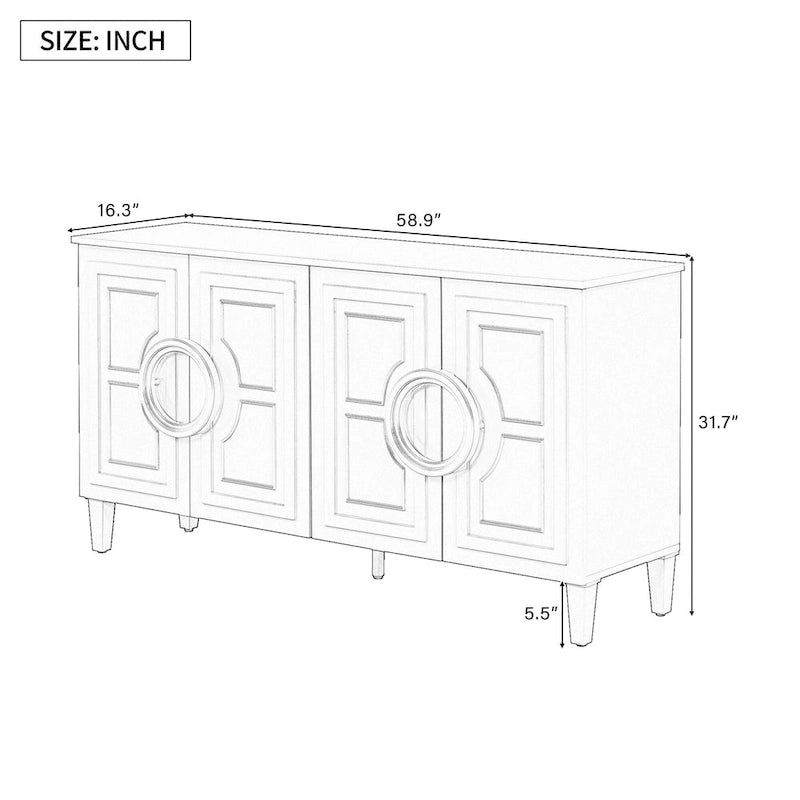 Consolle a 4 ante da 59" con maniglie rotonde