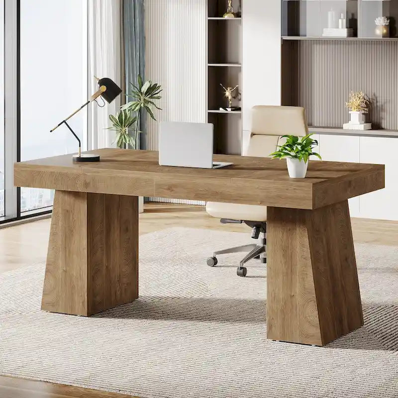 Scrivania direzionale moderna da 55 pollici, scrivania per computer in legno, scrivania per postazione di lavoro aziendale