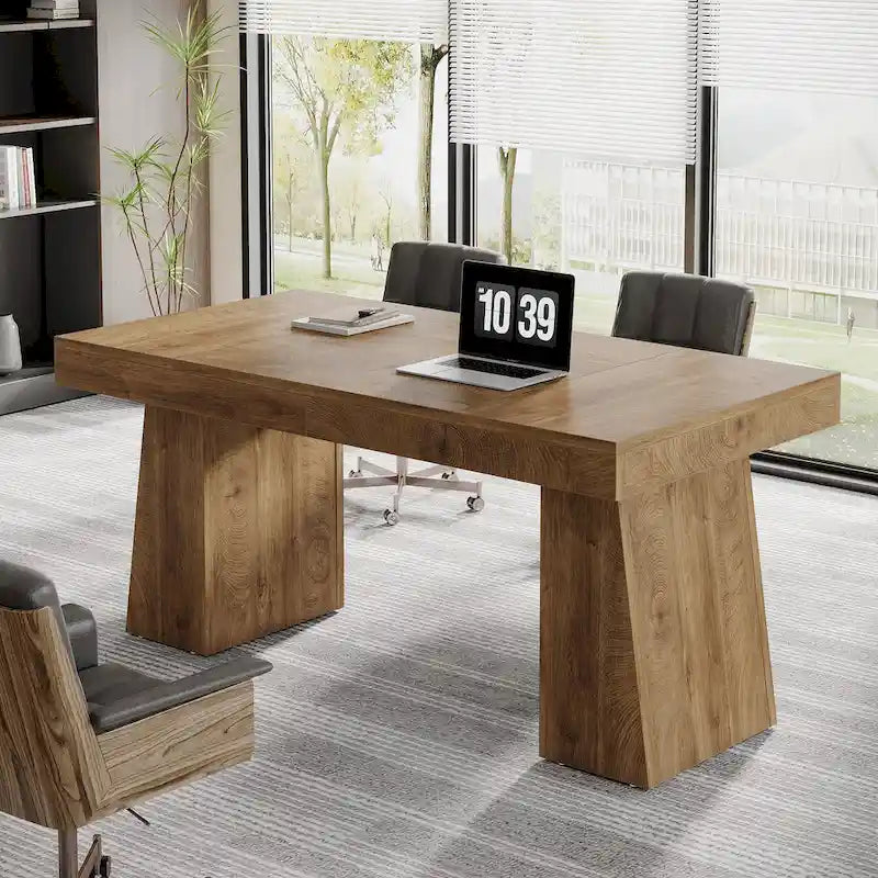 Scrivania direzionale moderna da 55 pollici, scrivania per computer in legno, scrivania per postazione di lavoro aziendale