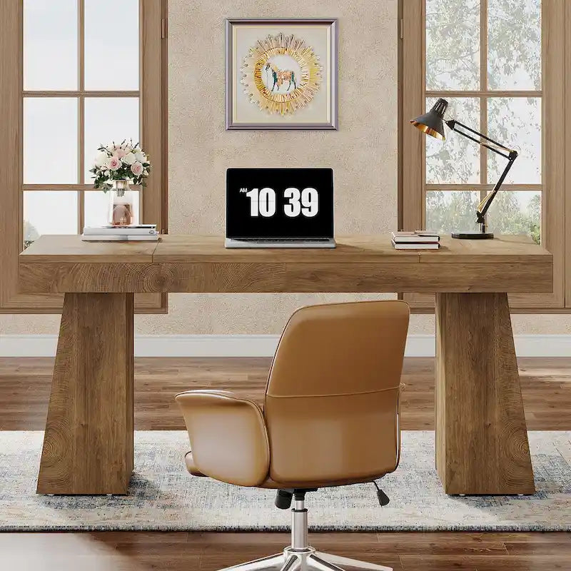 Scrivania direzionale moderna da 55 pollici, scrivania per computer in legno, scrivania per postazione di lavoro aziendale