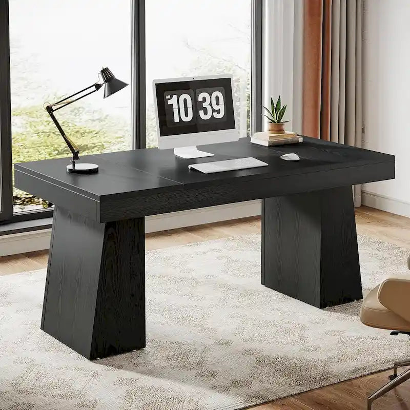 Scrivania direzionale moderna da 55 pollici, scrivania per computer in legno, scrivania per postazione di lavoro aziendale