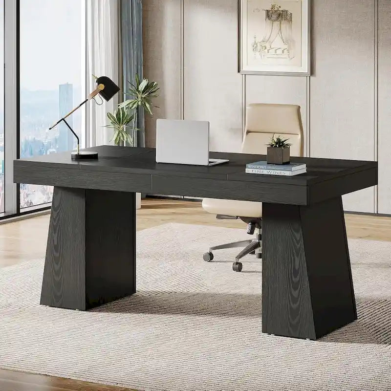 Scrivania direzionale moderna da 55 pollici, scrivania per computer in legno, scrivania per postazione di lavoro aziendale