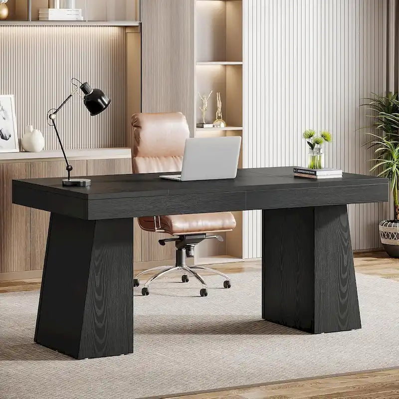 Scrivania direzionale moderna da 55 pollici, scrivania per computer in legno, scrivania per postazione di lavoro aziendale