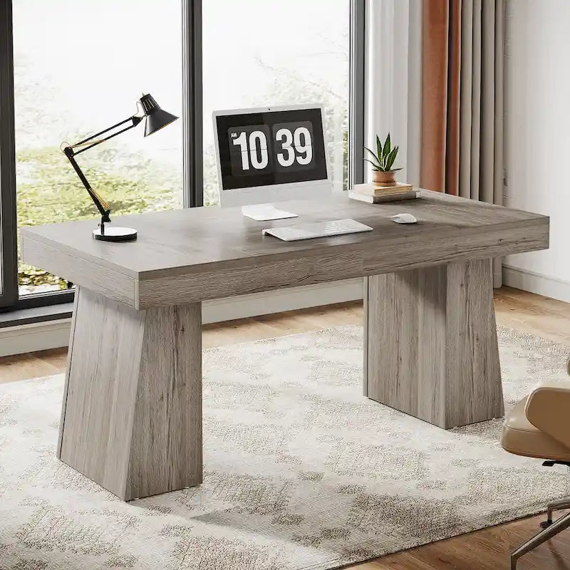Scrivania direzionale moderna da 55 pollici, scrivania per computer in legno, scrivania per postazione di lavoro aziendale