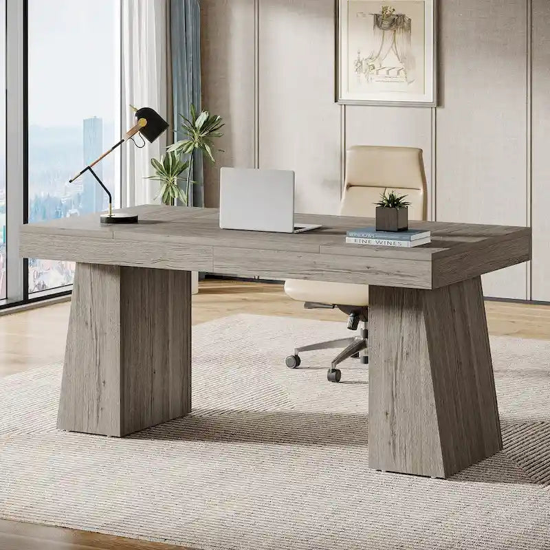 Scrivania direzionale moderna da 55 pollici, scrivania per computer in legno, scrivania per postazione di lavoro aziendale