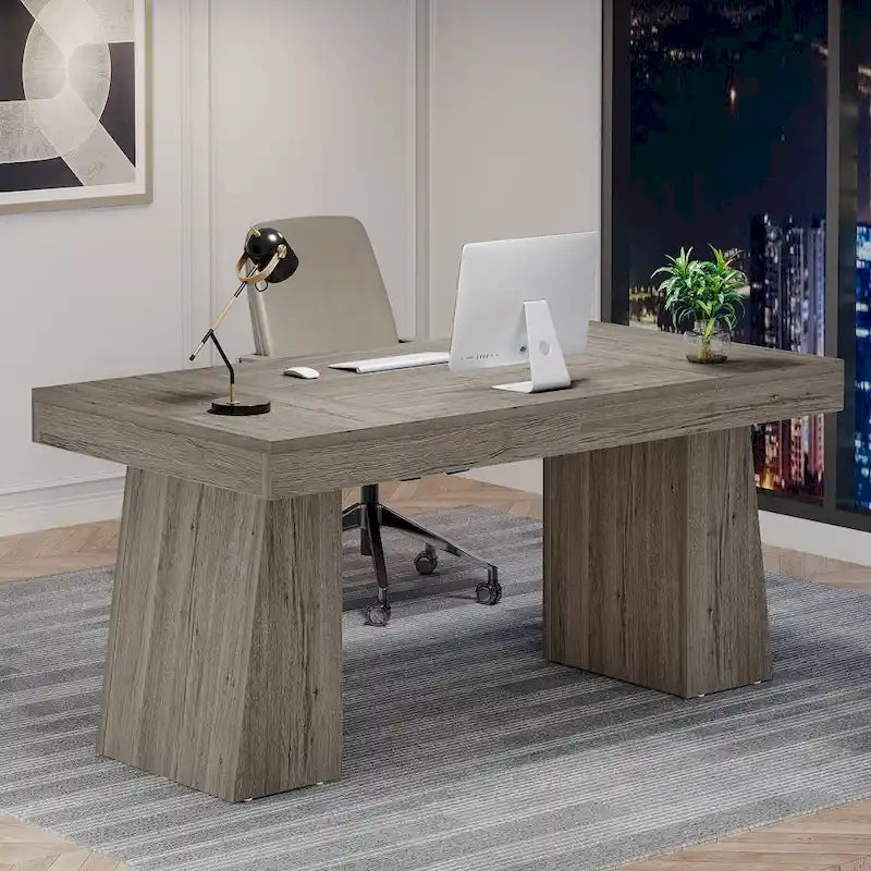 Scrivania direzionale moderna da 55 pollici, scrivania per computer in legno, scrivania per postazione di lavoro aziendale