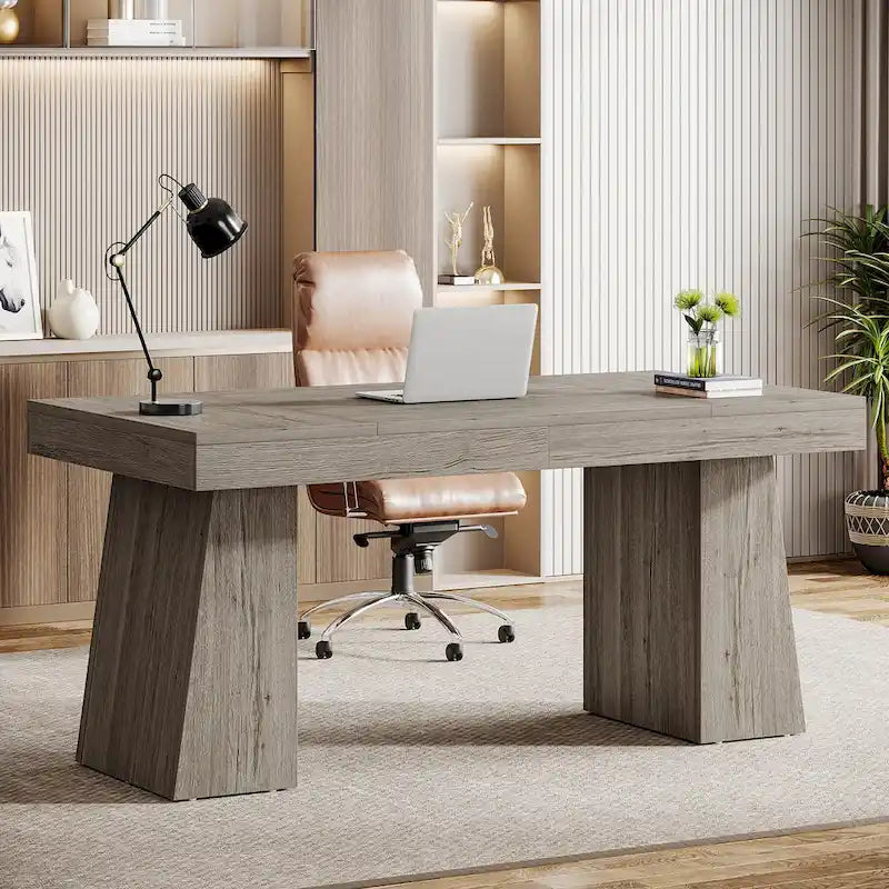 Scrivania direzionale moderna da 55 pollici, scrivania per computer in legno, scrivania per postazione di lavoro aziendale