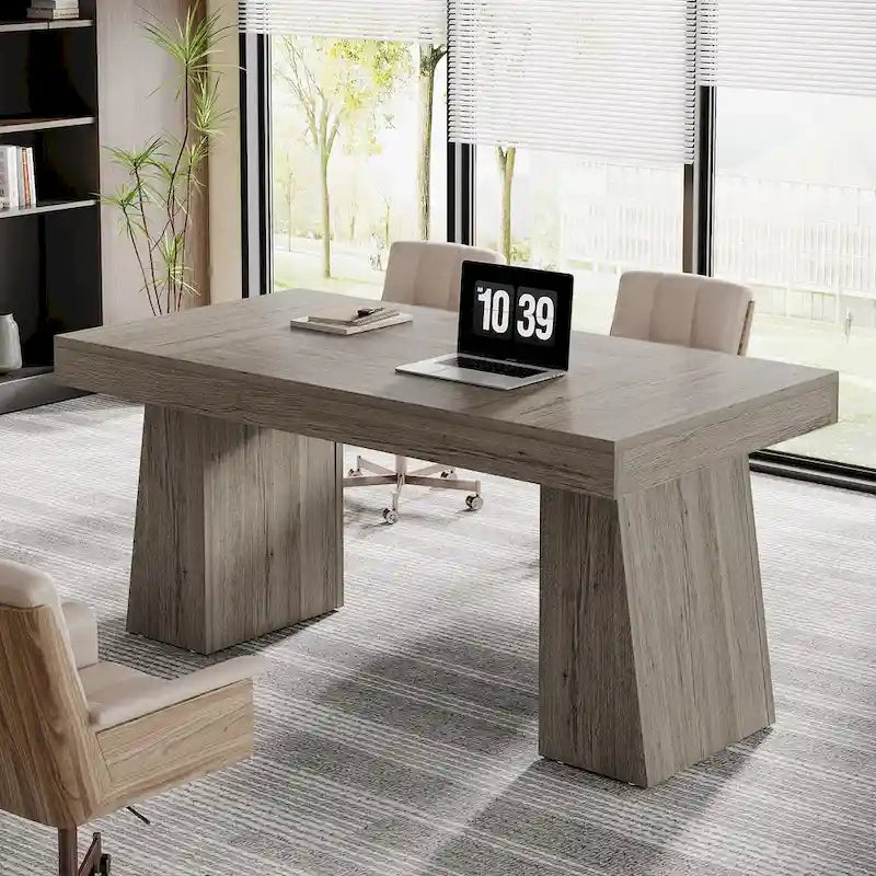Scrivania direzionale moderna da 55 pollici, scrivania per computer in legno, scrivania per postazione di lavoro aziendale