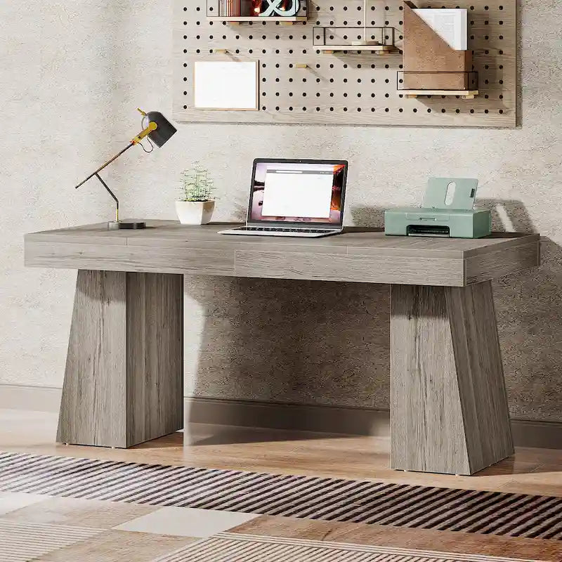 Scrivania direzionale moderna da 55 pollici, scrivania per computer in legno, scrivania per postazione di lavoro aziendale
