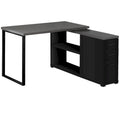 Scrivania angolare per computer in legno grigio con cassetti e base in metallo