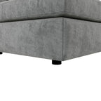 Divano componibile a U trasformabile a 6 posti grigio 115 con pouf, tessuto personalizzabile e braccioli reclinabili