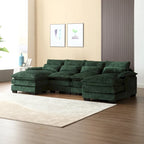 110.63 Modern U-Shaped Chenille 4 Seater Sectional Sofa with Double Cushions, 2 Chaise and High-Density Foam