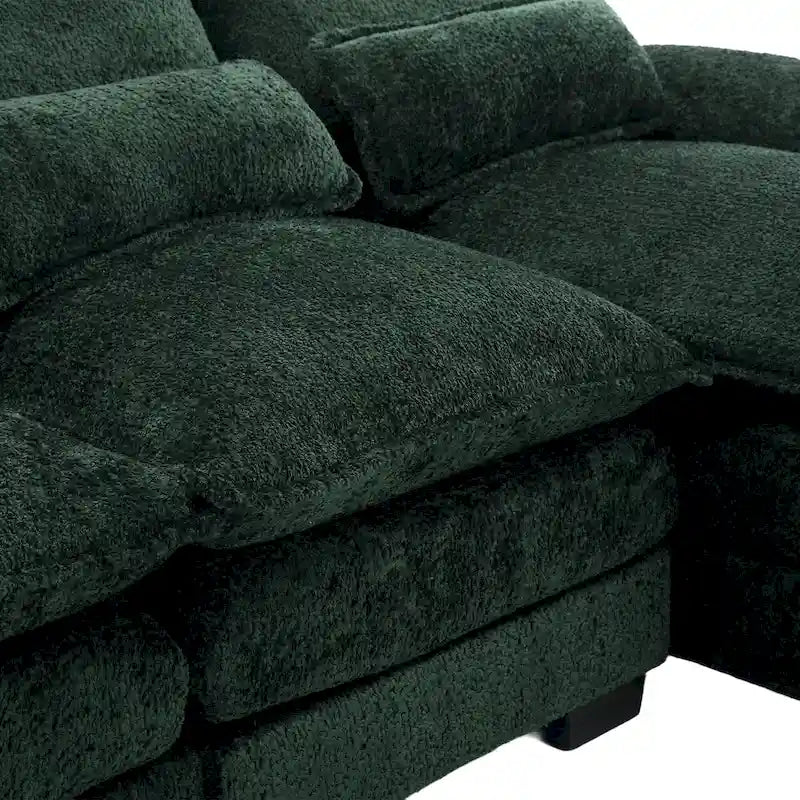 110,63 Divano componibile moderno a U a 4 posti in ciniglia con doppio cuscino, 2 chaise longue e schiuma ad alta densità