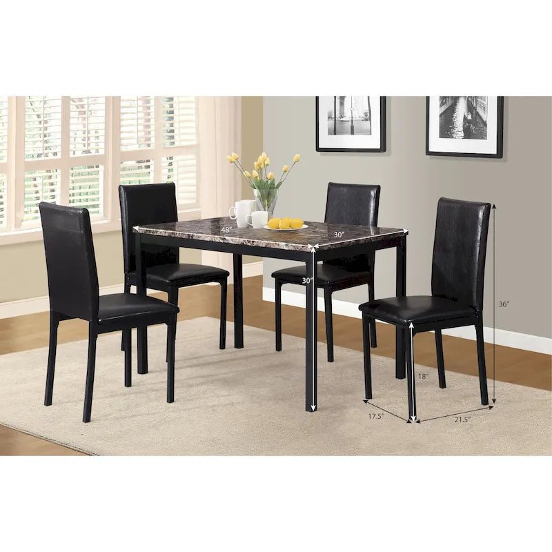 Set da pranzo moderno a 5 pezzi con tavolo rettangolare e 4 sedie imbottite con schienale alto