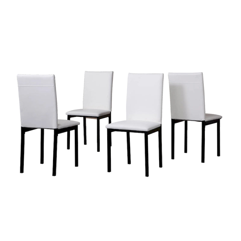 Set da pranzo moderno a 5 pezzi con tavolo rettangolare e 4 sedie imbottite con schienale alto