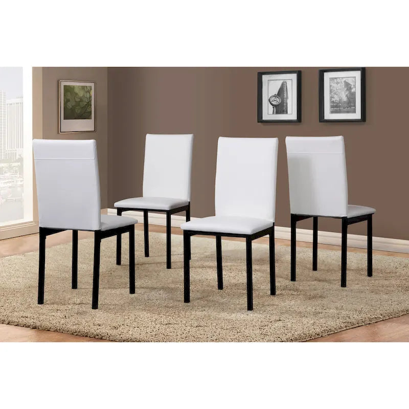 Set da pranzo moderno a 5 pezzi con tavolo rettangolare e 4 sedie imbottite con schienale alto