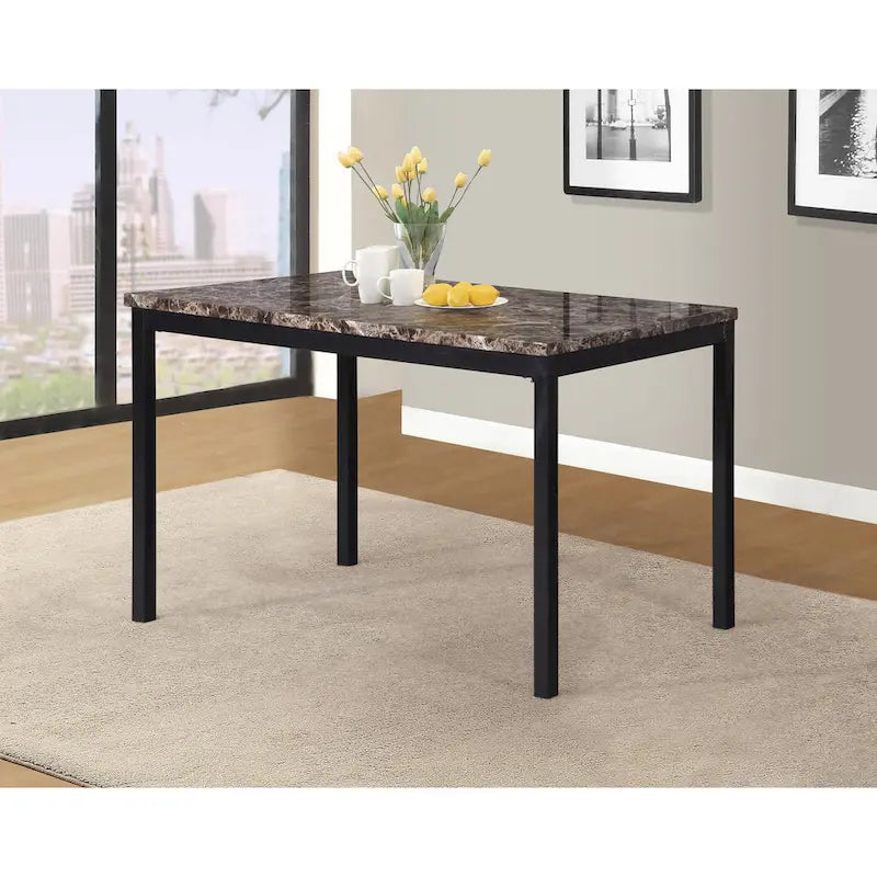 Set da pranzo moderno a 5 pezzi con tavolo rettangolare e 4 sedie imbottite con schienale alto