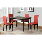 Set da pranzo moderno a 5 pezzi con tavolo rettangolare e 4 sedie imbottite con schienale alto