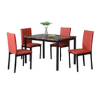 Set da pranzo moderno a 5 pezzi con tavolo rettangolare e 4 sedie imbottite con schienale alto