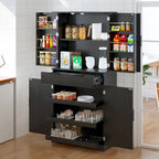 Dispensa da cucina alta 183 cm con 3 cassetti per tastiera, armadio indipendente con 6 ripiani regolabili e armadietto di stoccaggio