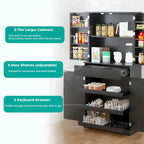 Dispensa da cucina alta 183 cm con 3 cassetti per tastiera, armadio indipendente con 6 ripiani regolabili e armadietto di stoccaggio