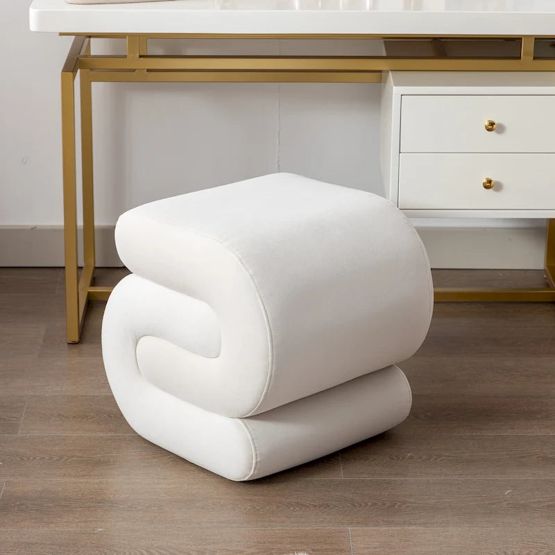 Sgabello/Poggiapiedi Moderno S-shape in Tessuto per Trucco
